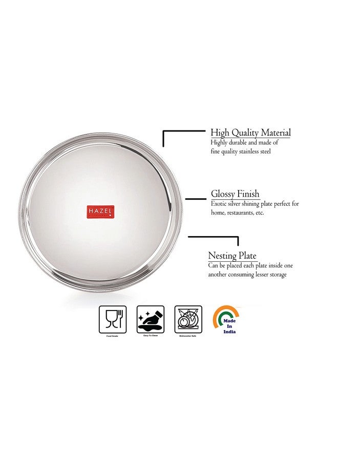 Hazel HAZEL Stainless Steel Dinner Plate with Glossy Finish | 21 cm Thali Plates for Kitchen | Serveware Snacks Plates for Kids | Breakfast Plates, Set of 6 - Image 3