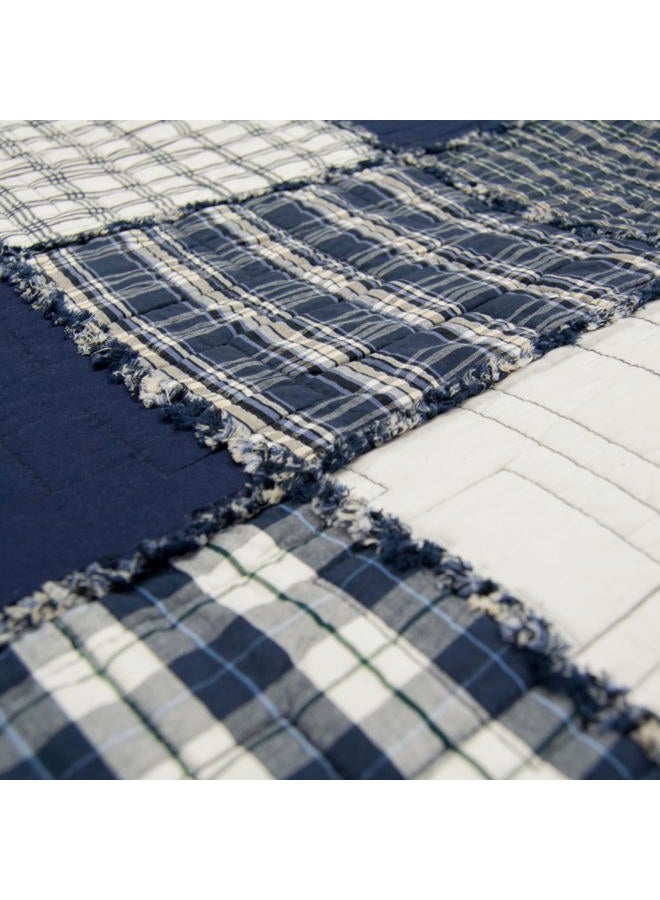 Donna Sharp Checkerboard Indigo- Queen Quilt Set, Measures 90 x 90, Includes 1 Quilt and 2 Standard Shams, Machine Washable - Image 4