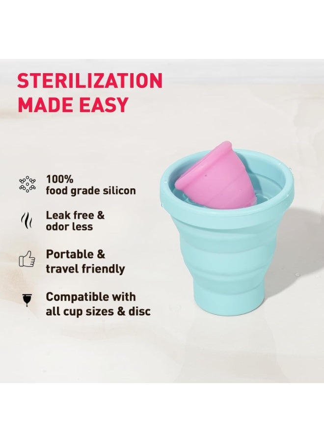 Sirona Collapsible Microwave-Safe Menstrual Cup Sterilizer - Pack of 1 | 100% Medical-Grade Silicone & BPA-Free | Quick Steam Cleaning | Reusable, Portable & Travel-Friendly | Easy to Store - Image 2