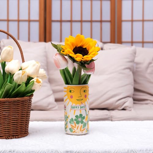 Tnstbiee Cute Medium Ceramic Flower Vase - Colorful Boho Decor with Unique Abstract Round Design for Weddings, Mother's Day, and Friends - Ideal for Displaying Flowers or Pens - Image 4