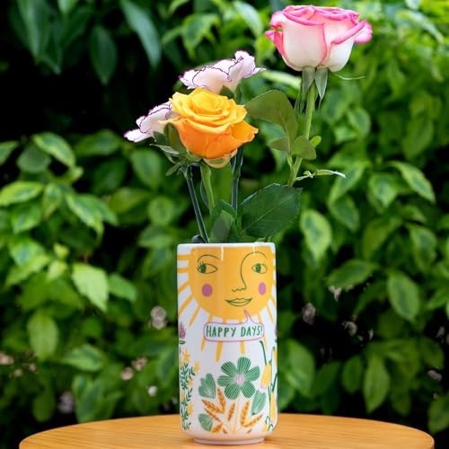 Tnstbiee Cute Medium Ceramic Flower Vase - Colorful Boho Decor with Unique Abstract Round Design for Weddings, Mother's Day, and Friends - Ideal for Displaying Flowers or Pens - Image 3