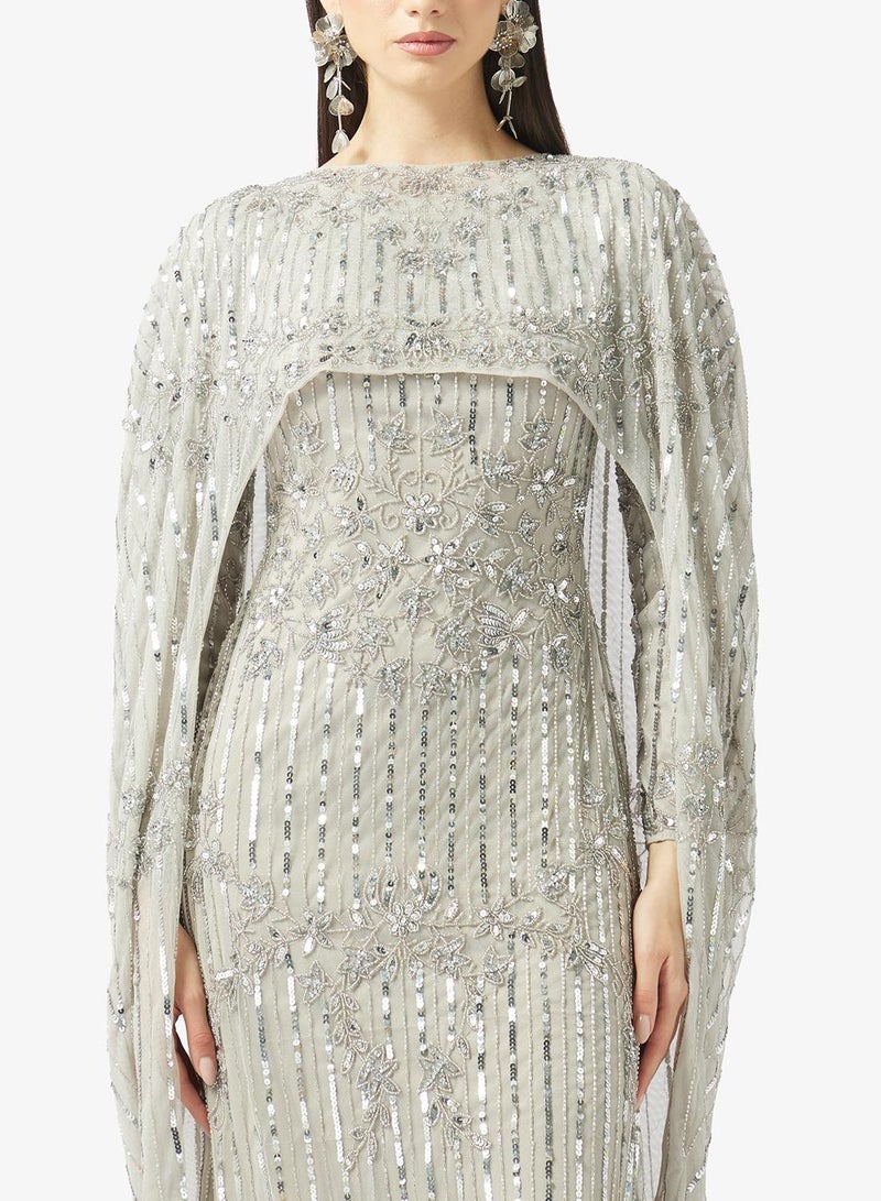 MARYISA Cape Sleeve Sequin Maxi Dress - Image 4
