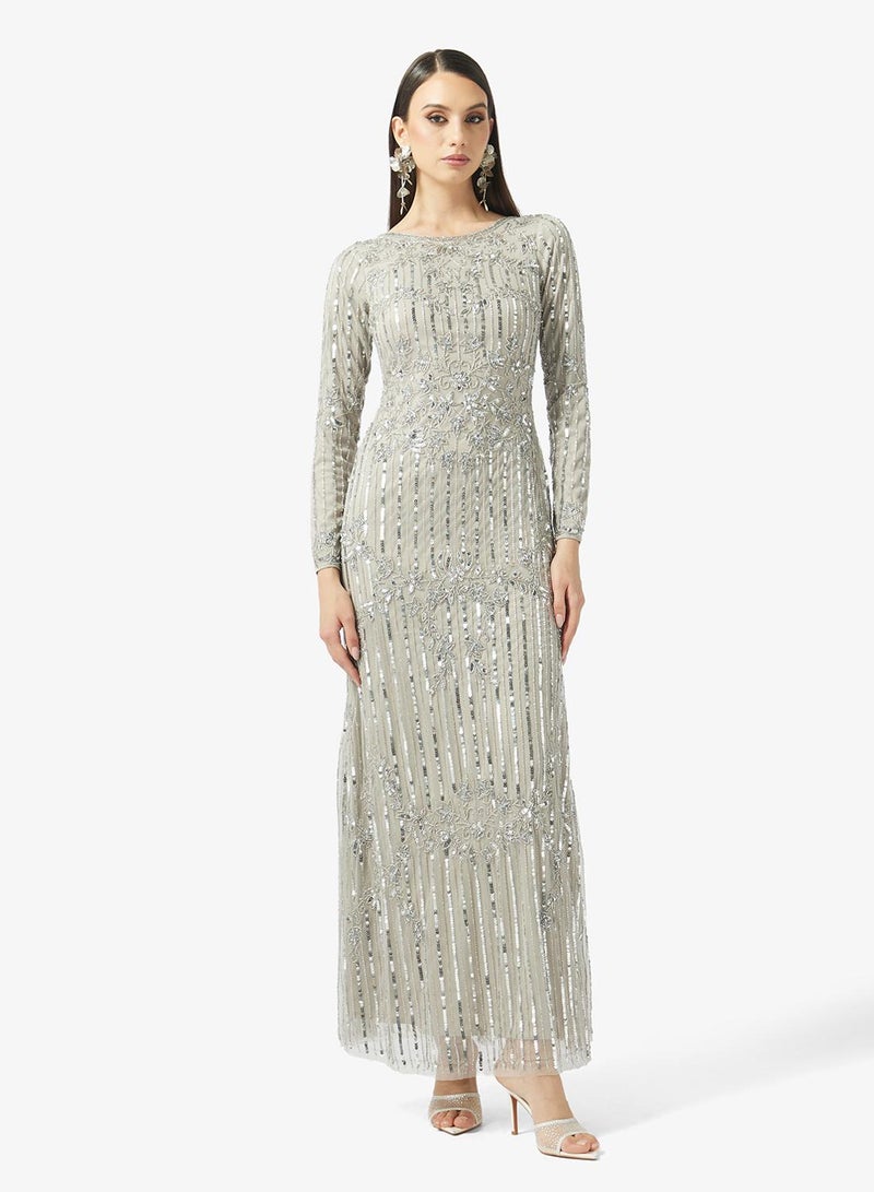 MARYISA Cape Sleeve Sequin Maxi Dress - Image 5