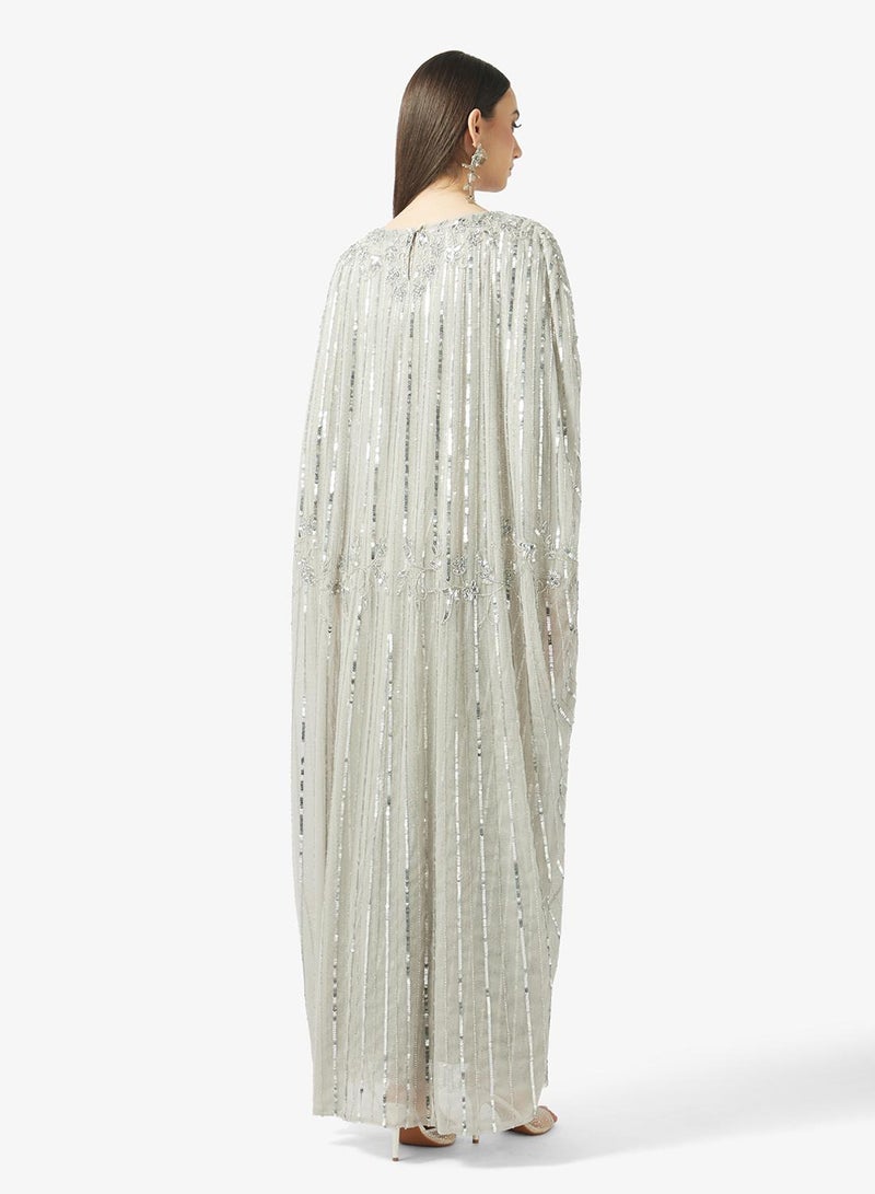MARYISA Cape Sleeve Sequin Maxi Dress - Image 3