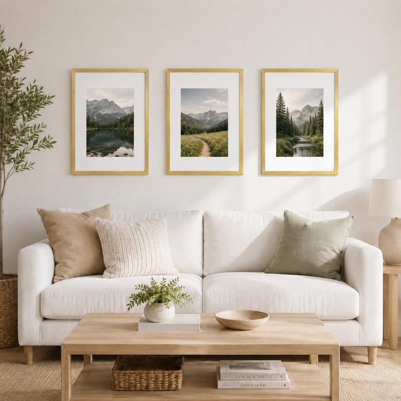 KAIWIN إطار صور KAIWIN 30 × 40 سم ذهبي مجموعة من 3 مع حشوة 21 × 30 سم (A4)، إطار صور 30 × 40 سم، إطار ذهبي 30 × 40 سم بزجاج أكريليك للتعليق، للصور والملصقات والألغاز، إطار ملصق جودة موثوقة متكرر - Image 2