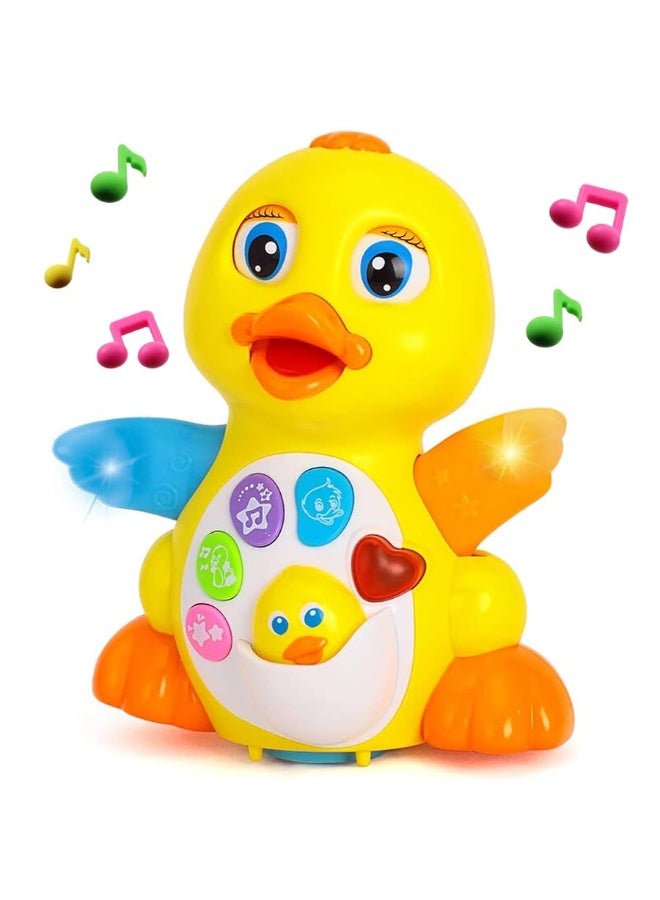 Yiosion Musical Flapping Yellow Duck Interactive Action Educational Learning Walking Light Up Dancing Toy for 1 Year Old Baby Toddler Infant - Image 1