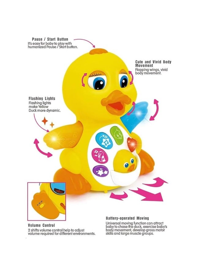 Yiosion Musical Flapping Yellow Duck Interactive Action Educational Learning Walking Light Up Dancing Toy for 1 Year Old Baby Toddler Infant - Image 4