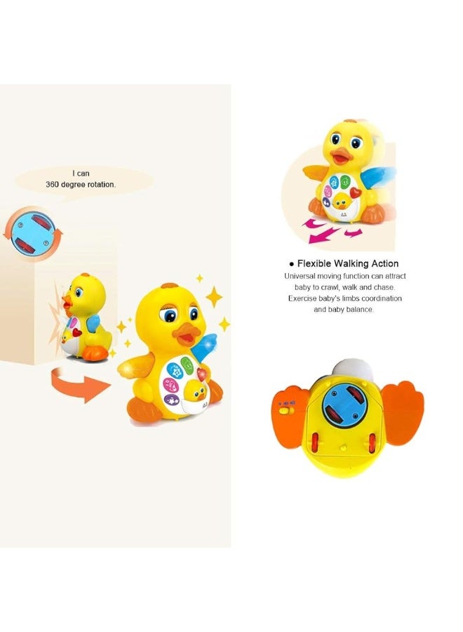 Yiosion Musical Flapping Yellow Duck Interactive Action Educational Learning Walking Light Up Dancing Toy for 1 Year Old Baby Toddler Infant - Image 3