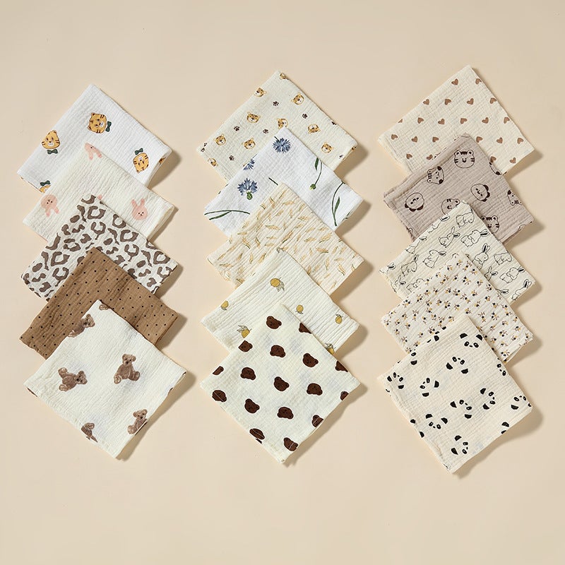 Newborn Soft Slip Towel Baby Cotton Face Wash Small Square Towel Baby Bath Towel Butt Wash Handkerchief - Image 2