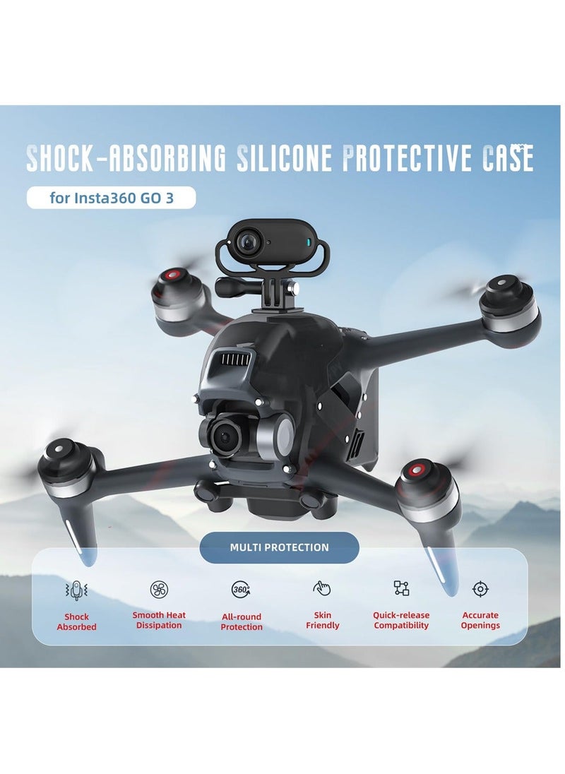Y&D - Protective Case for Insta360 GO 3, Silicone Sleeve Horizonal Frame, 3 Action Camera Accessories (Black) - Image 1