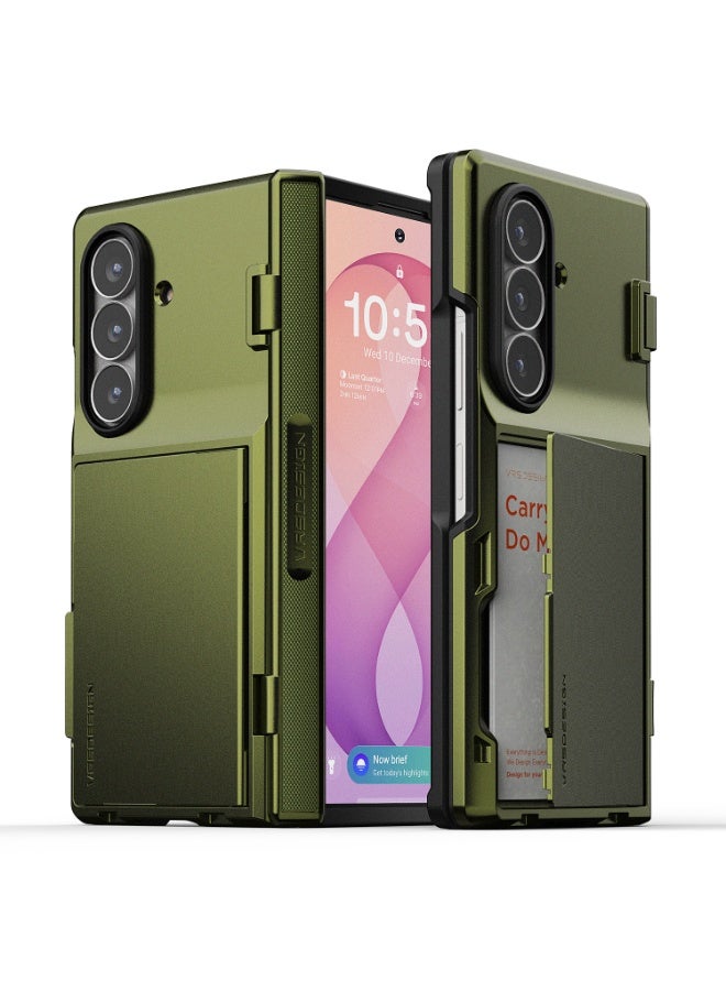 Modern Go Samsung Galaxy Z Fold 8 Ultra Case Cover Wallet with 2 Card Holder Compartment - Tactical Olive