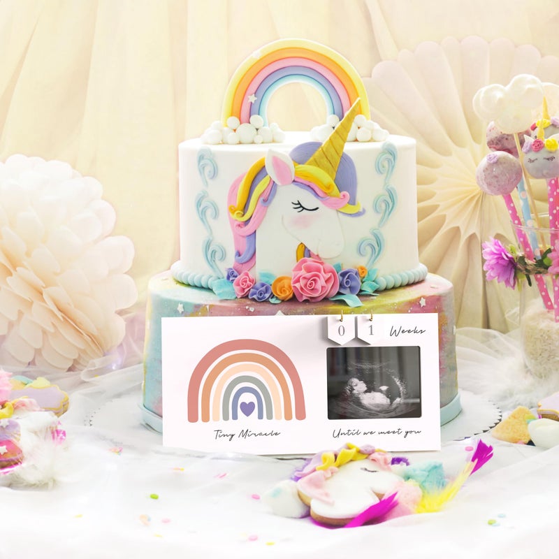 EURSET Rainbow Baby Sonogram Picture Frame Countdown Weeks, Pregnancy Announcement Ideas, 4"x3" Ultrasound Photo, Gender Reveal Baby-Shower Gift for New Mom Dad Expecting Parents Grandparents to Be Keepsake - Image 5