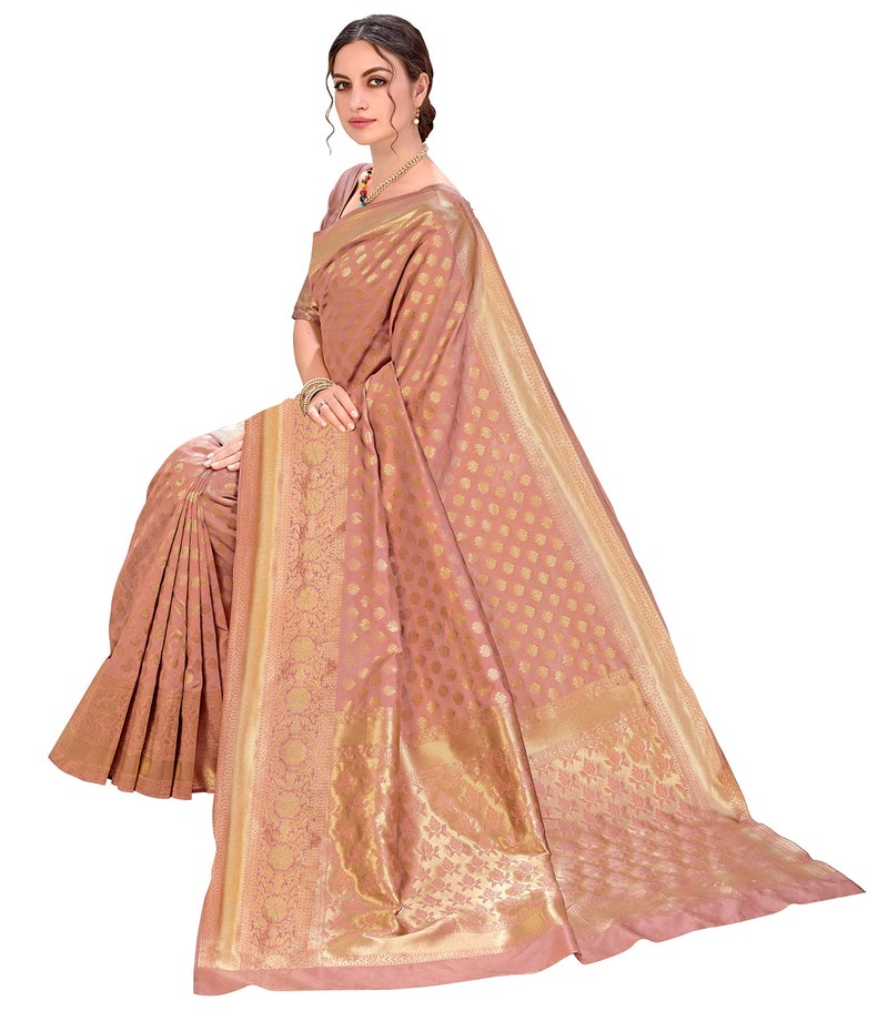 Glory Sarees Women's Woven Pure Soft Kanjivaram Silk Saree Banarasi Style With Blouse Piece for Wedding (kara115copper_Copper) - Image 5