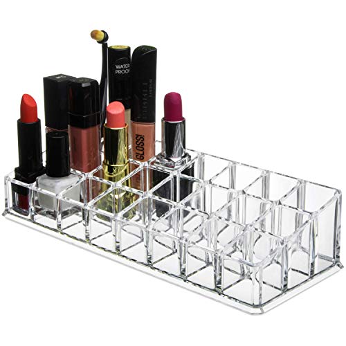 INKULTURE Acrylic Makeup Organizer Transparent Plastic Makeup Cosmetic Storage Box Lipstick Nail Paint/Polish Holder Display Stand Organizer 24 Compartment - Image 1