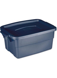 Rubbermaid Durable Polyethylene Storage Box with Lid Navy Blue 3 Gal RMRT030003 