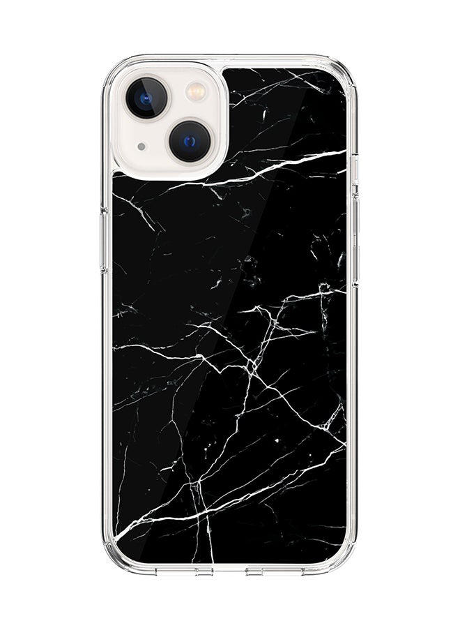 Classic Clear Case for Apple iPhone 14 Plus Case Hybrid Soft Cover Flexible Edges Anti Drop TPU PC Gel Thin Transparent Cover - Marble Print Black
