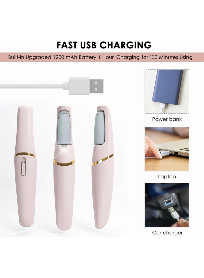 Electronic Pedicure Tool, Rechargeable Callus Remover with 2 Speeds, 2 Roller Heads & LED Light - Image 5