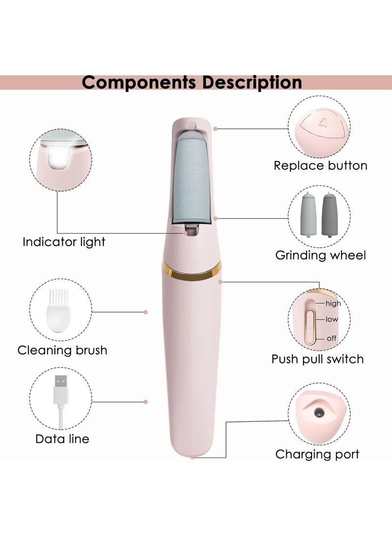 Electronic Pedicure Tool, Rechargeable Callus Remover with 2 Speeds, 2 Roller Heads & LED Light - Image 3