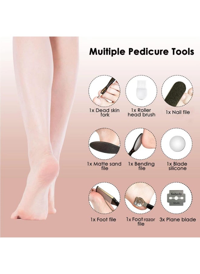 Electronic Pedicure Tool, Rechargeable Callus Remover with 2 Speeds, 2 Roller Heads & LED Light - Image 2