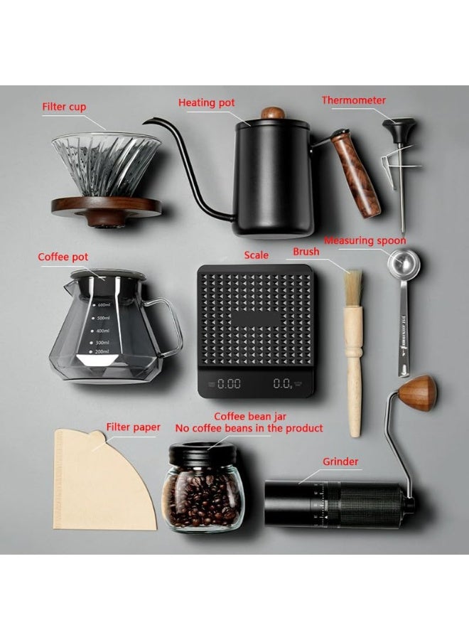 Zarra Traders 10-Piece V60 Pour Over Coffee Maker Set Coffee Kettle Scale,Professional Coffee Tool Kit， Coffee Dripper All in 1 Traveling Camping Manual Coffee Kit Coffee Gift Set - Image 3