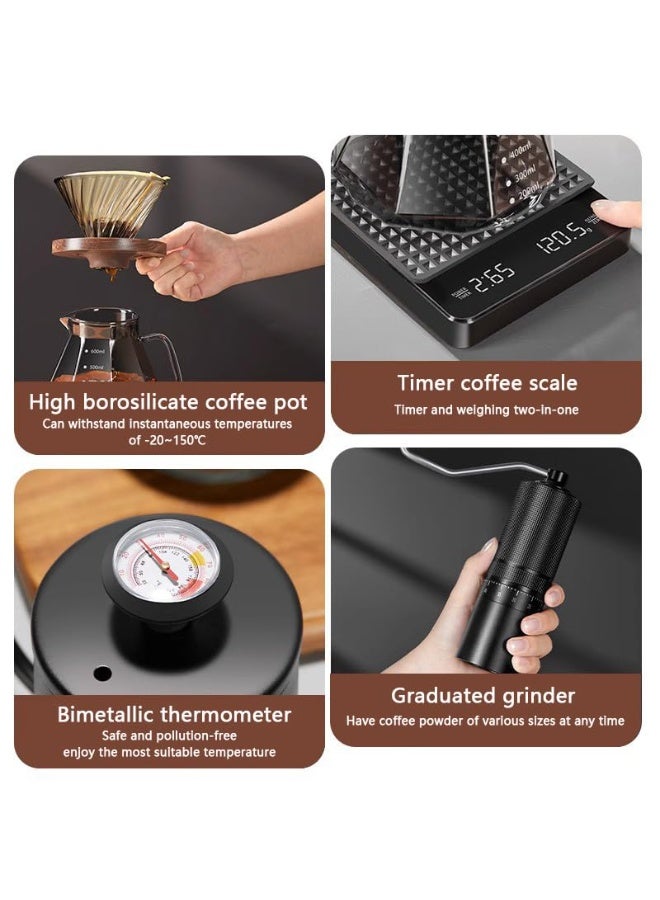 Zarra Traders 10-Piece V60 Pour Over Coffee Maker Set Coffee Kettle Scale,Professional Coffee Tool Kit， Coffee Dripper All in 1 Traveling Camping Manual Coffee Kit Coffee Gift Set - Image 5