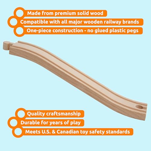 ORBRIUM Premium Wooden Train Ascending Tracks, Pack of 8 Compatible with All Major Wooden Railways Including Thomas, Brio, Chuggington, Imaginarium - Image 2