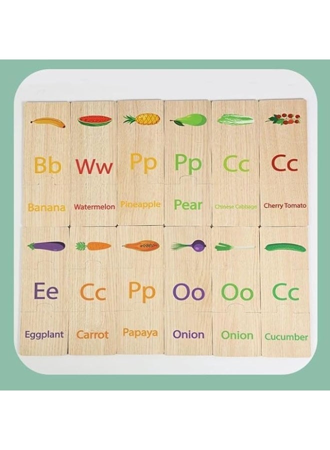 لعبة بازل للأطفال أشكال متعددة | لعبة تعليمية خشبية لتنمية الذاكرة ومهارات التفكير | 12 بطاقة تحدي | هدية مونتيسوري (الفواكه والخضروات) - Image 3