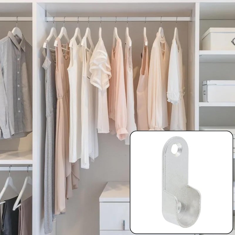 Mcredy 10 Pcs Closet Rod Bracket Zinc Alloy Oval Hanging Rail Rod Holder End Bracket Support for Wardrobe Closet, Silver - Image 5