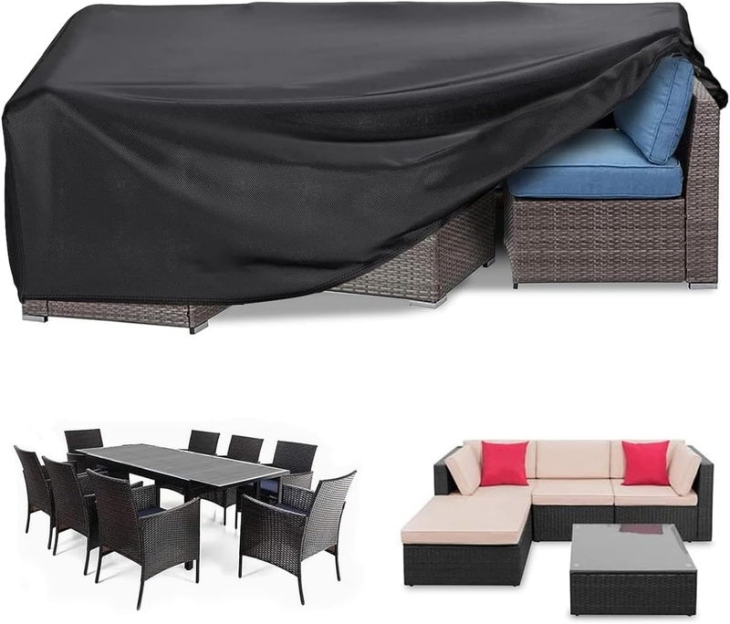 UREVO Outdoor Sectional Furniture Set Cover,Outdoor Table Cover,Patio Cover,Table Chair Sofa Covers, Waterproof Dust Proof Anti UV/Wind, Protective Cover for Garden,Home (180X120cm) - Image 1