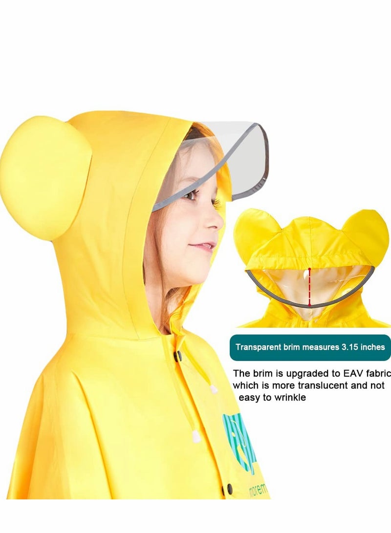 Generic Kids Rain Poncho, Cartoon Hooded Raincoat Jacket Lightweight Schoolbag Waterproof Hoodie Coat Toddler Baby Boys Girls Cape for Sports Riding Camping Traveling Outdoors, S(75-90CM), Yellow - Image 4