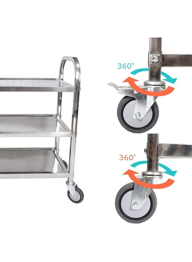 AKC 3 Tier Stainless Steel Utility Cart Kitchen Trolley 3 Tier Storage Trolley Easy to Clean, Bright and Beautiful, Super Load-Bearing - Image 3