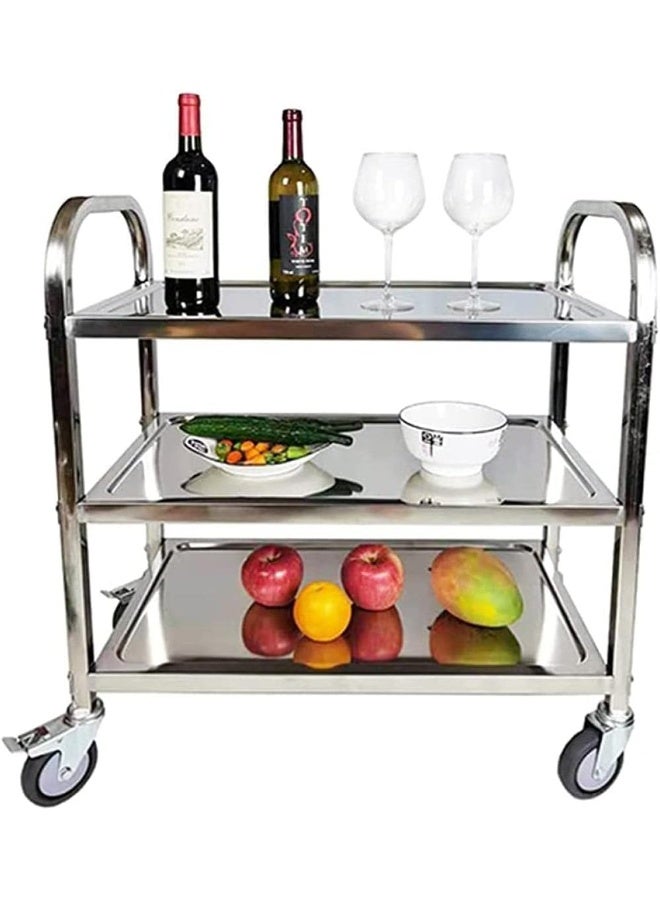 AKC 3 Tier Stainless Steel Utility Cart Kitchen Trolley 3 Tier Storage Trolley Easy to Clean, Bright and Beautiful, Super Load-Bearing - Image 1