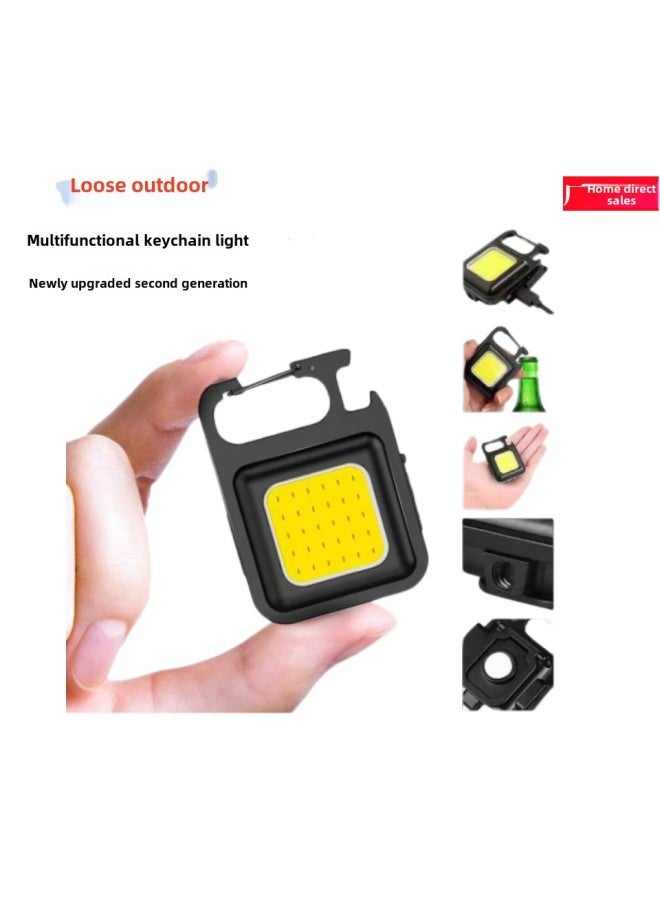 Generic Multifunctional Portable USB Mini Keychain Light Highlight COB Work Light Camp Light Emergency Outdoor Camping Light-Color:Large Round Style  - Image 2