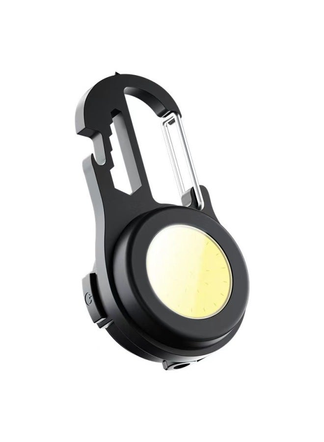 Generic Multifunctional Portable USB Mini Keychain Light Highlight COB Work Light Camp Light Emergency Outdoor Camping Light-Color:Large Round Style  - Image 1