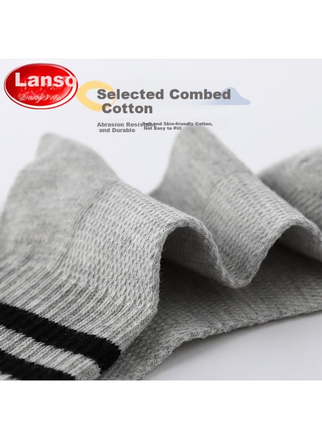 LANG SHA Langsha Children's Socks Boys Summer Mesh Campus Student White Socks Teenage Mid-tube Casual Sports Cotton Socks - Image 4