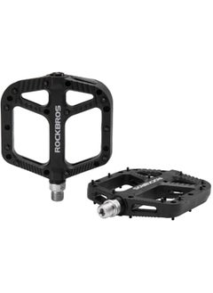 Rockbros 2 Pcs Mountain Bike Pedals Bicycle Flat Pedals Bicycle Pedals Road Mountain Bike Pedals 9/16 Nylon Fiber Flat Platform Pedals (Black)  - Image 1