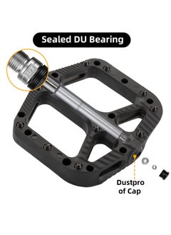 Rockbros 2 Pcs Mountain Bike Pedals Bicycle Flat Pedals Bicycle Pedals Road Mountain Bike Pedals 9/16 Nylon Fiber Flat Platform Pedals (Black)  - Image 4