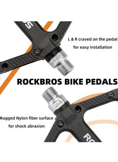 Rockbros 2 Pcs Mountain Bike Pedals Bicycle Flat Pedals Bicycle Pedals Road Mountain Bike Pedals 9/16 Nylon Fiber Flat Platform Pedals (Black)  - Image 3