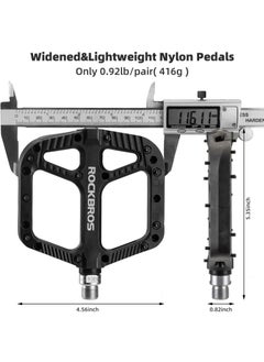 Rockbros 2 Pcs Mountain Bike Pedals Bicycle Flat Pedals Bicycle Pedals Road Mountain Bike Pedals 9/16 Nylon Fiber Flat Platform Pedals (Black)  - Image 2