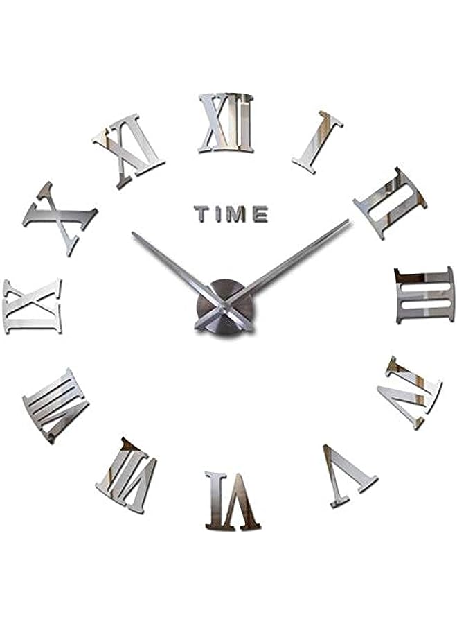 Raxoom Large DIY Quartz 3D Roman Number Wall Clock Acrylic Sticker - Silver - Image 1