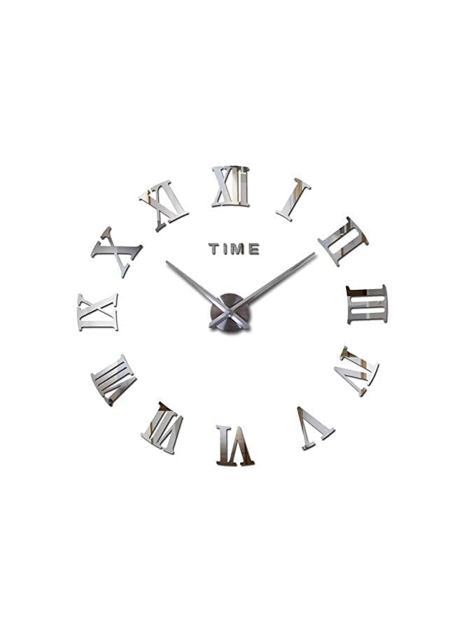 Raxoom Large DIY Quartz 3D Roman Number Wall Clock Acrylic Sticker - Silver - Image 2