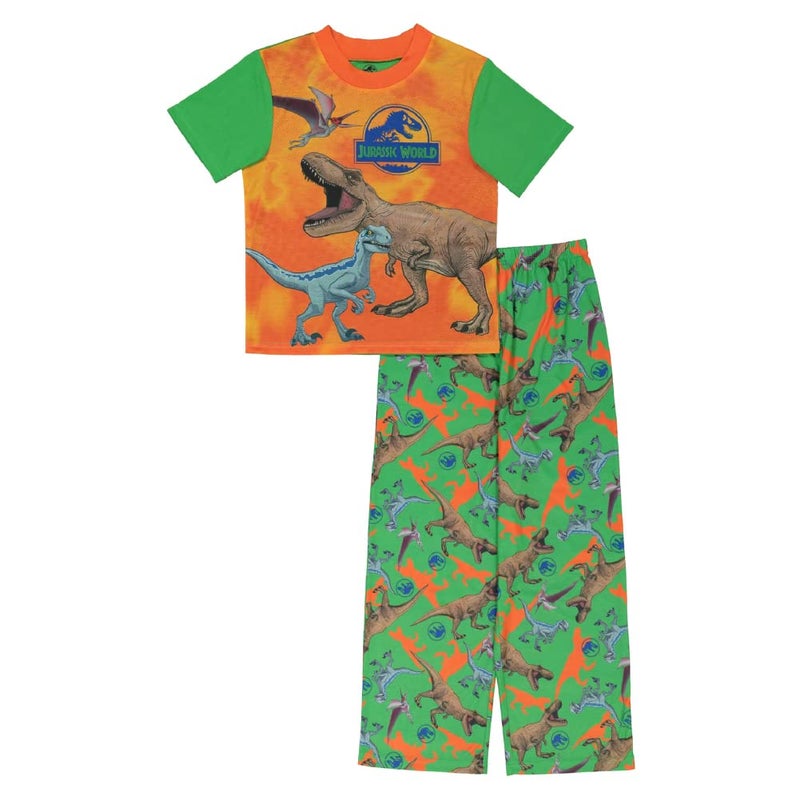 Jurassic World Boys' 2-Piece Loose-Fit Pajamas Set, FIRE DINO, 4 - Image 1