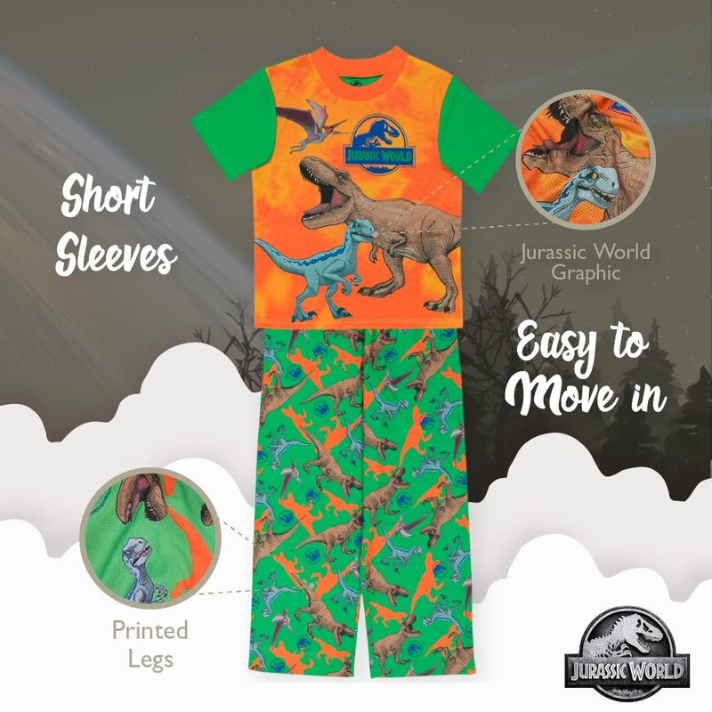 Jurassic World Boys' 2-Piece Loose-Fit Pajamas Set, FIRE DINO, 4 - Image 4