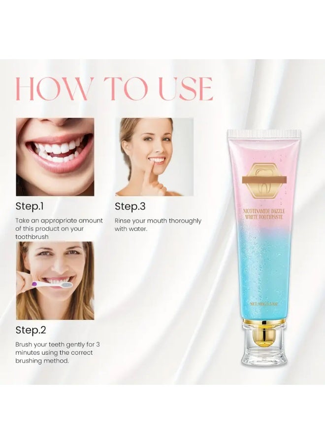 DubaiGallery Niacinamide Dazzle White Toothpaste, Fresh Breath Niacinamide, Bodyaccel Toothpaste, Body Accel Niacinamide Whitening Toothpaste 100g - Image 4