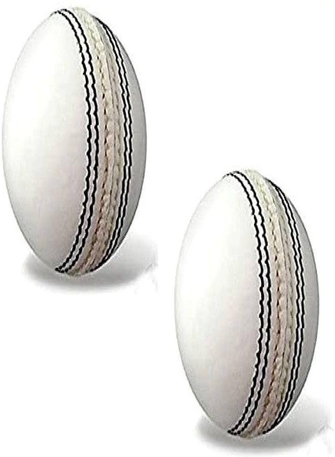 Owlix Cricket White Leather Ball - Pack of 2 Professional Match Cricket Balls - Image 1