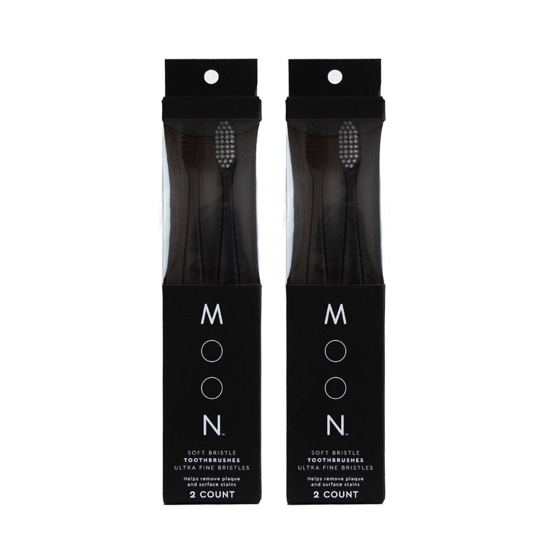 MOON Soft Bristle Toothbrush 2 x 2-Pack - 4 Extra Soft Toothbrushes for Adults, Gums & Teeth-Friendly - 720 Tapered Ultra-Fine Bristles per Brush for Gentle Deep Cleaning - Image 1