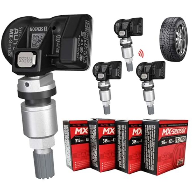 Autel Tpms Sensors, Programmable Mx Sensor For Tire Pressure,315Mhz + 433Mhz,Press-In Oe-Level(4 Pcs, Metal Valves) Programmed By Ts508 Ts408 Ts508Wf Ts608 Ms906Ts Its600 Ms906Pro-Ts - Image 1
