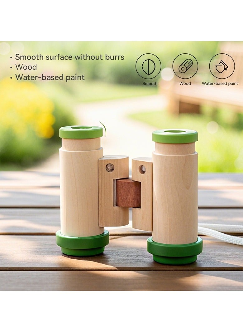 عام تلسكوب خشبي للأطفال للملاحظة الخارجية، لعبة تلسكوب مع إمكانية تعديل المسافة بين حدقتي العين. - Image 3