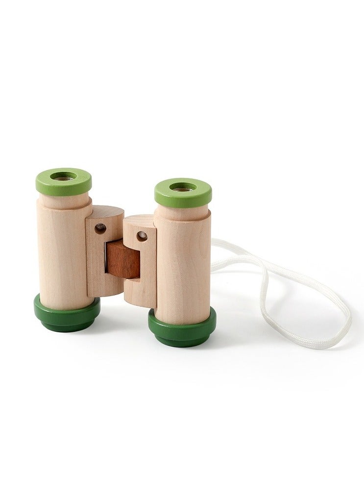 عام تلسكوب خشبي للأطفال للملاحظة الخارجية، لعبة تلسكوب مع إمكانية تعديل المسافة بين حدقتي العين. - Image 1