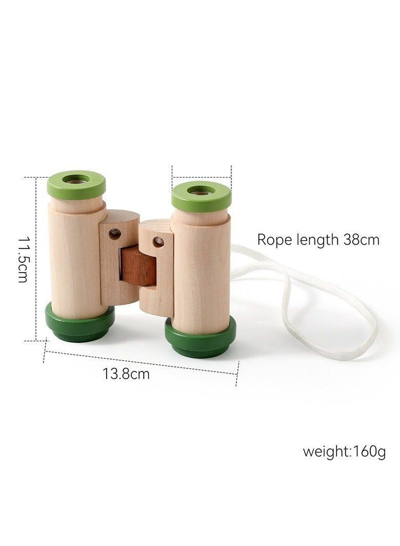 عام تلسكوب خشبي للأطفال للملاحظة الخارجية، لعبة تلسكوب مع إمكانية تعديل المسافة بين حدقتي العين. - Image 5